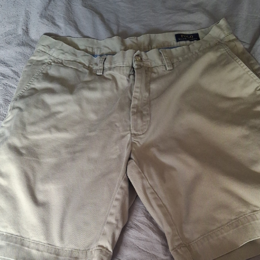 Polo by Ralph Lauren Tan Flat Front Shorts Casual Style